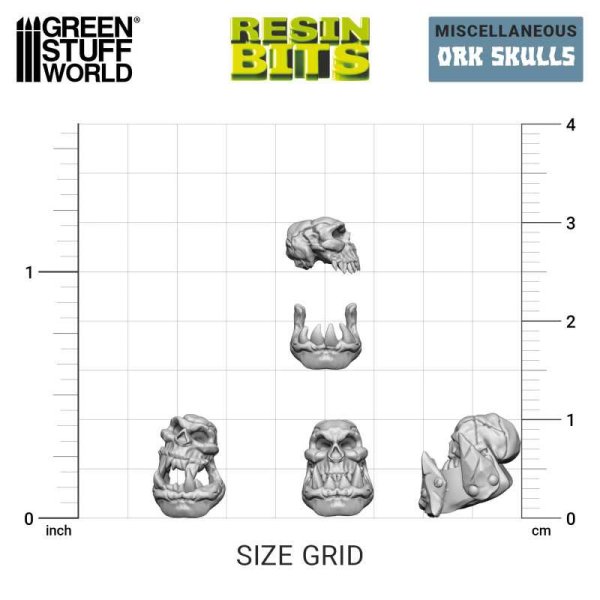 Green Stuff World - 3D Printed Set - Ork Skulls (21)