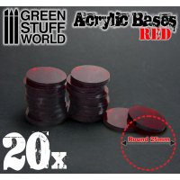 Green Stuff World - Acrylic Bases - Round 25 mm CLEAR RED
