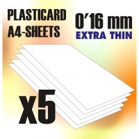 Green Stuff World - ABS Plasticard A4 - 0,16mm COMBOx5...