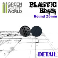 Green Stuff World - Plastic Bases - Round 25mm BLACK