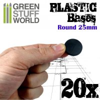 Green Stuff World - Plastic Bases - Round 25mm BLACK