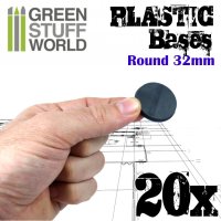 Green Stuff World - Plastic Bases - Round 32mm BLACK