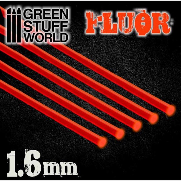 Green Stuff World - Acrylic Rods - Round 1.6 mm Fluor RED-ORANGE