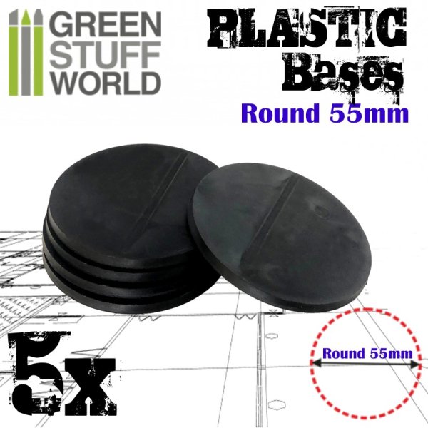 Green Stuff World - Plastic Bases - Round 55 mm BLACK