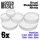 Green Stuff World - 6x Translucent white Containment Moulds for Bases - Round
