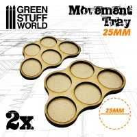 Green Stuff World - MDF Movement Trays 25mm x5 - Skirmish