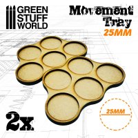 Green Stuff World - MDF Movement Trays 25mm x5 - Skirmish