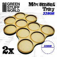 Green Stuff World - MDF Movement Trays 32mm x5 - Skirmish