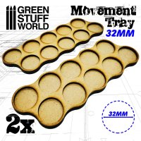 Green Stuff World - MDF Movement Trays 32mm x10 - Skirmish