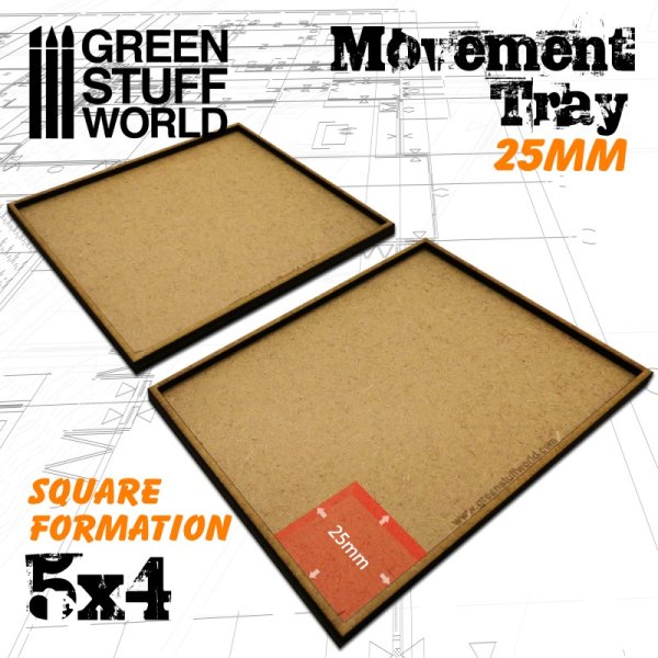 Green Stuff World - MDF Movement Trays 25mm 5x4