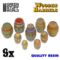 Green Stuff World - 9x Resin Wooden Barrels