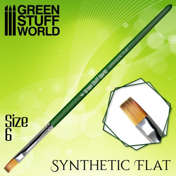 Green Stuff World - GREEN SERIES Flat Synthetic Brush Size 6