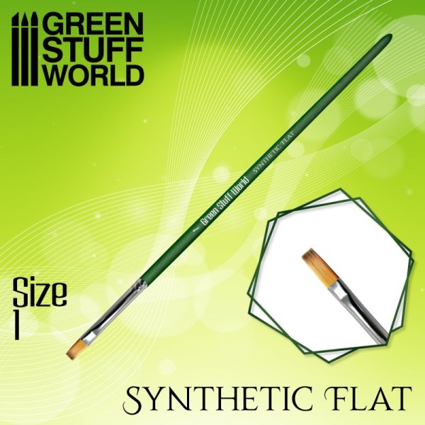 Green Stuff World - GREEN SERIES Flat Synthetic Brush Size 1
