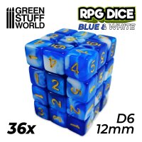 36x D6 12mm Dice - Blue White