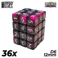 Green Stuff World - 36x D6 12mm Dice - Pink Swirl
