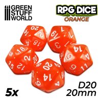 5x D20 20mm Dice - Orange