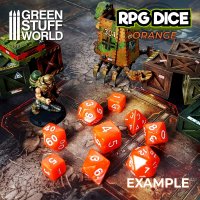 Green Stuff World - 7x Mix 16mm Dice - Orange