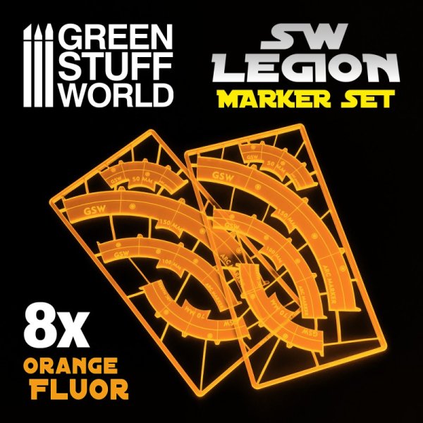 Green Stuff World - Legion arc-shaped line of fire markers - ORANGE FLUOR