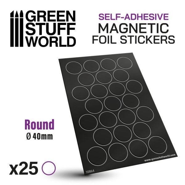 Green Stuff World - Round Magnetic Sheet SELF-ADHESIVE - 40mm