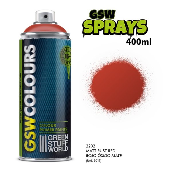 Green Stuff World - SPRAY Primer Colour Matt RED RUST 400ml