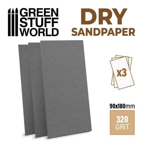 Green Stuff World - SandPaper 180x90mm - DRY 320 grit