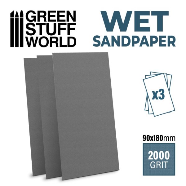 Green Stuff World - Wet water proof SandPaper 180x90mm - 2000 grit