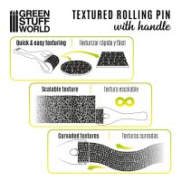 Green Stuff World - Rolling pin with Handle - Cobblestone...