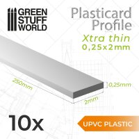 uPVC Plasticard - Profile Xtra-thin 0.25mm x 2mm