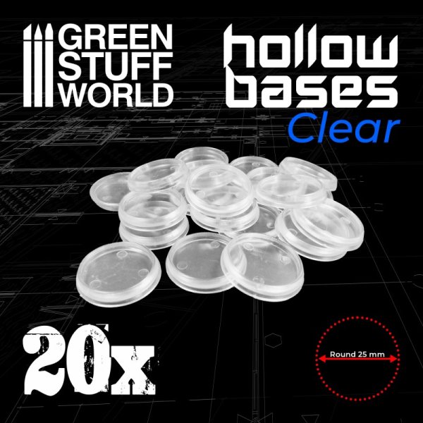 Green Stuff World - Transparent Hollow Plastic Bases - ROUND 25mm