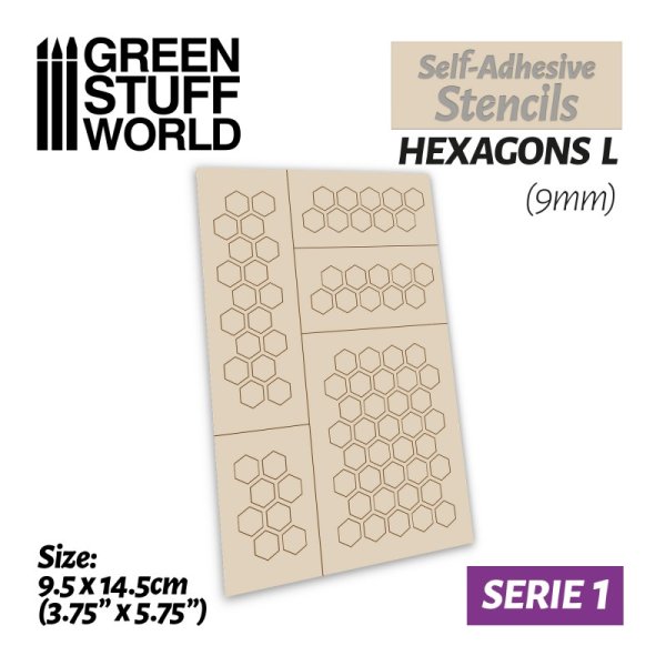 Green Stuff World - Self-adhesive stencils - Hexagons L - 9mm