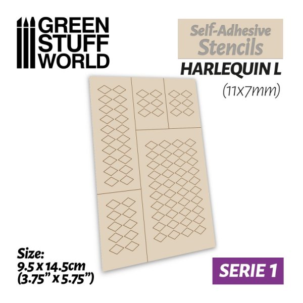 Green Stuff World - Self-adhesive stencils - Harlequin L - 11x7mm