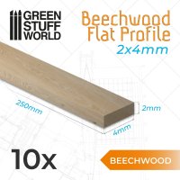 Green Stuff World - Beechwood flat profile - 4x250mm