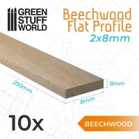 Green Stuff World - Beechwood flat profile - 8x250mm
