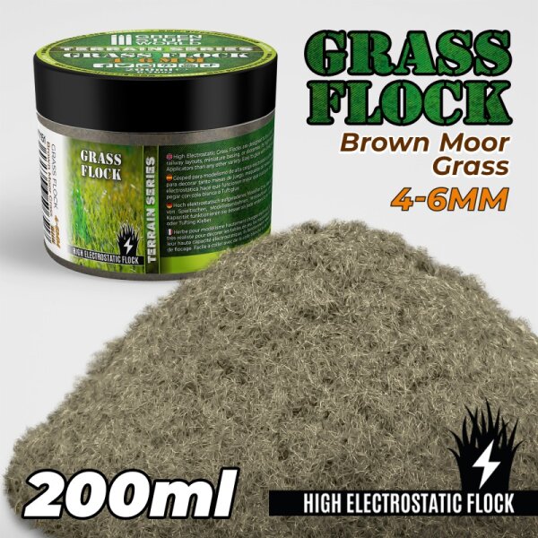 Green Stuff World - Static Grass Flock 4-6mm - Brown Moor Grass - 200 ml