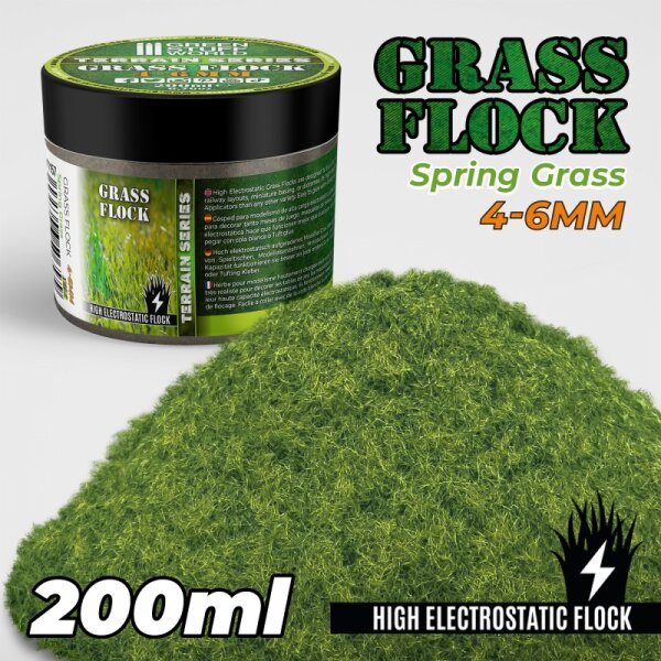 Green Stuff World - Static Grass Flock 4-6mm - SPRING GRASS - 200 ml