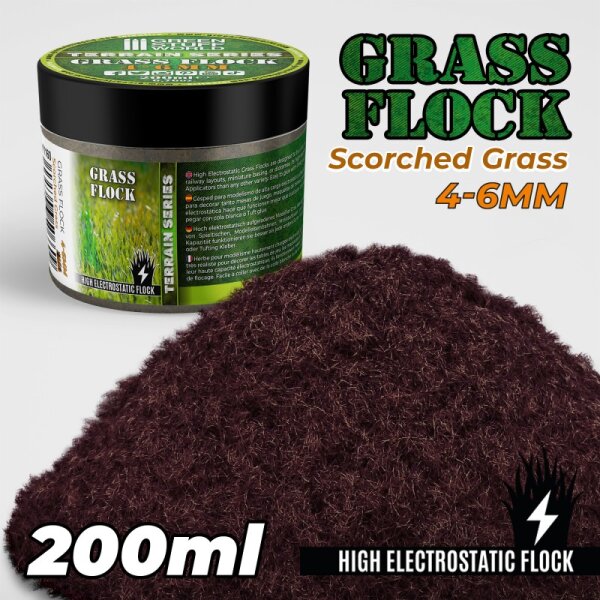 Green Stuff World - Static Grass Flock 4-6mm - SCORCHED BROWN - 200 ml