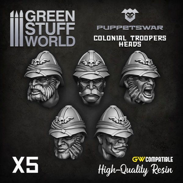 Green Stuff World - Colonial Troopers Heads