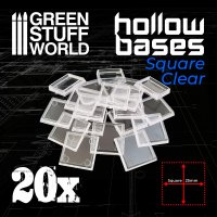 Green Stuff World - Plastic CLEAR Square Hollow Base 20mm