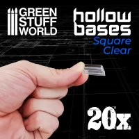 Green Stuff World - Plastic CLEAR Square Hollow Base 20mm