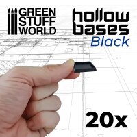 Hollow Black Plastic Bases - Square 25 mm