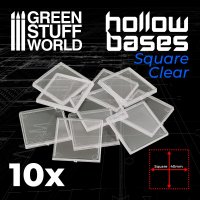 Green Stuff World - Plastic CLEAR Square Hollow Base 40mm