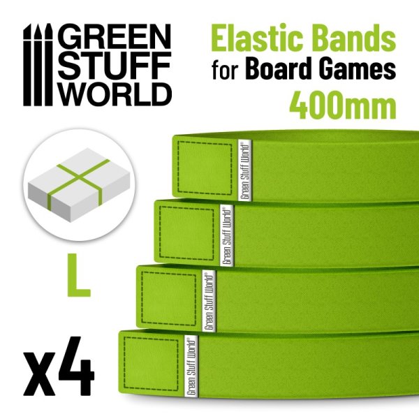 Green Stuff World - Elastic Bands for Board Games 400mm - Pack x4