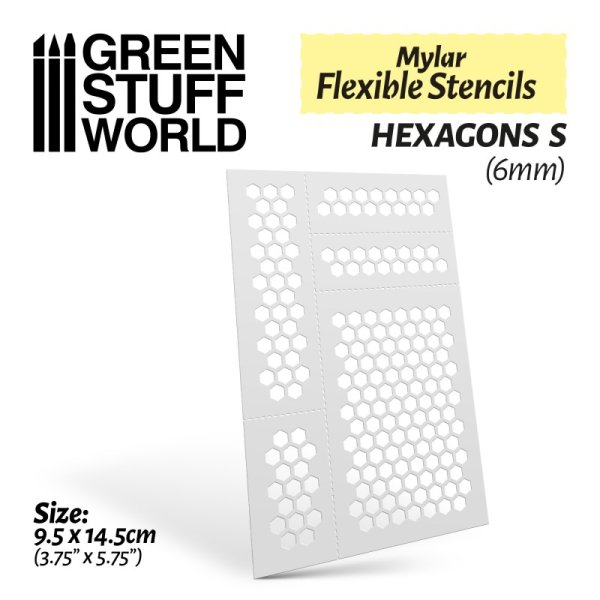 Green Stuff World - Flexible Stencils - HEXAGONS S (6mm)