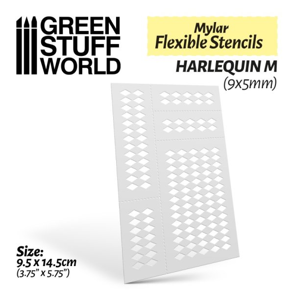 Green Stuff World - Flexible Stencils - HARLEQUIN M (9x5mm)