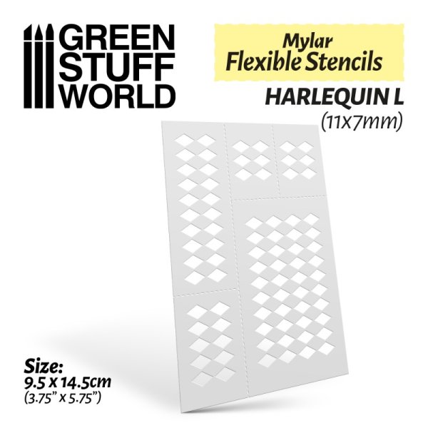 Green Stuff World - Flexible Stencils - HARLEQUIN L (11x7mm)
