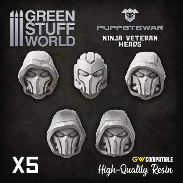 Green Stuff World - Ninja Veteran Heads