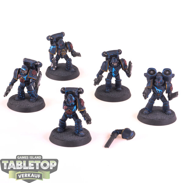 Horus Heresy - 5 x Night Lords Assault Squad - gut bemalt