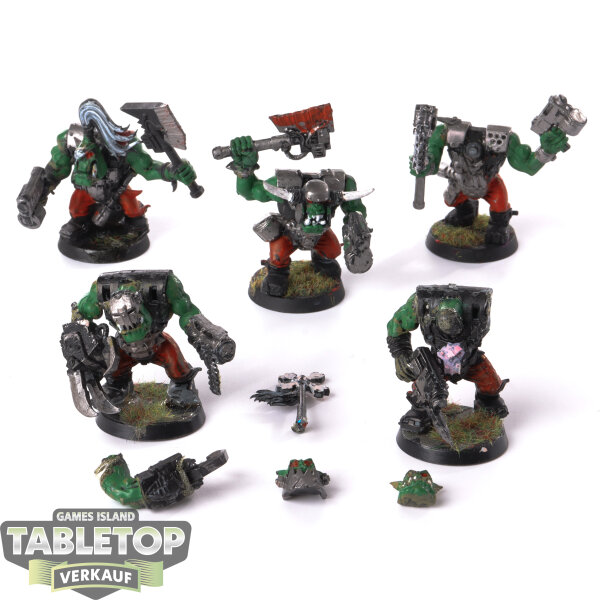 Orks - 5 Ork Nobz - teilweise bemalt