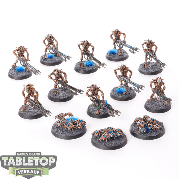 Necrons - 10 x Necron Warriors & 3 x Scarabs - bemalt