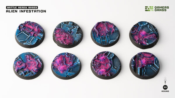 GamersGrass - Alien Infestation Bases - Round 32mm (x8)